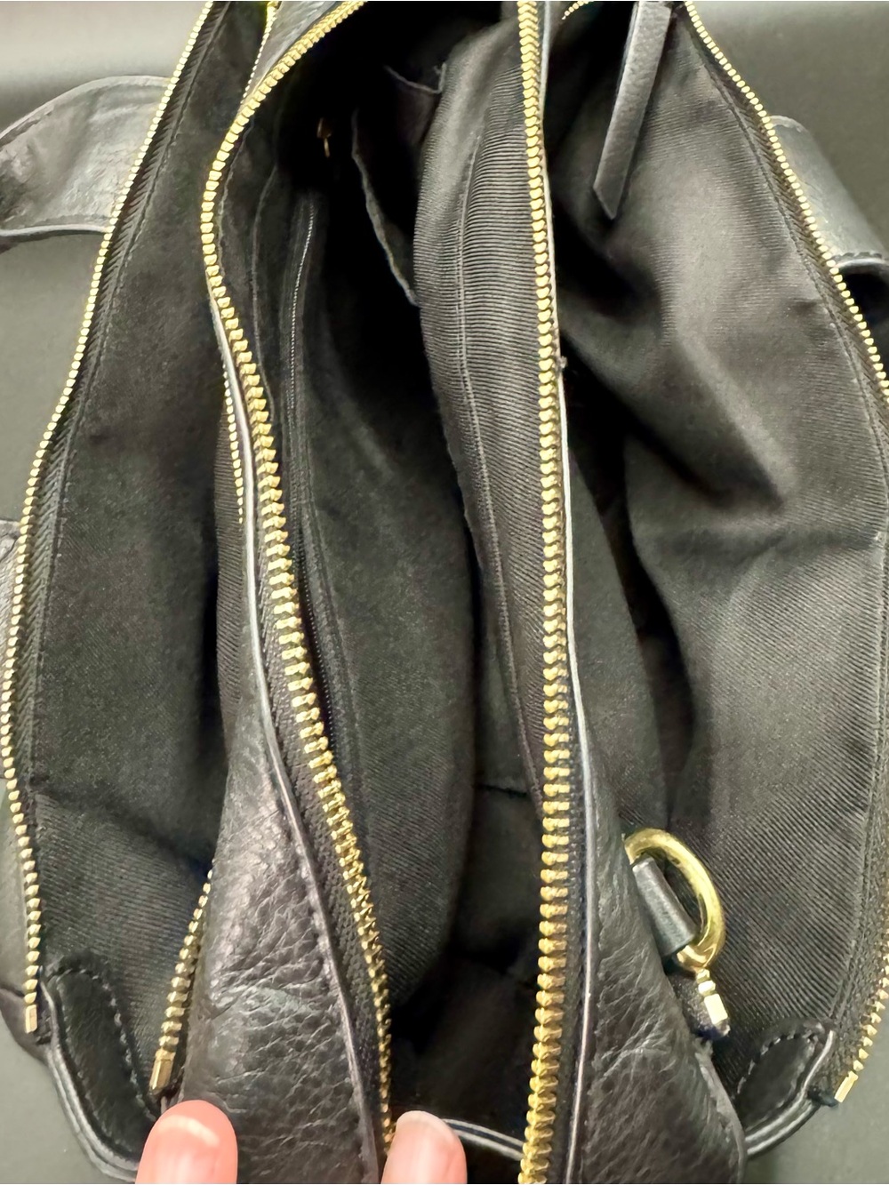 Vince Camuto Black Pebbled Leather Satchel Bag with Gold Hardware - Picture 6 of 8